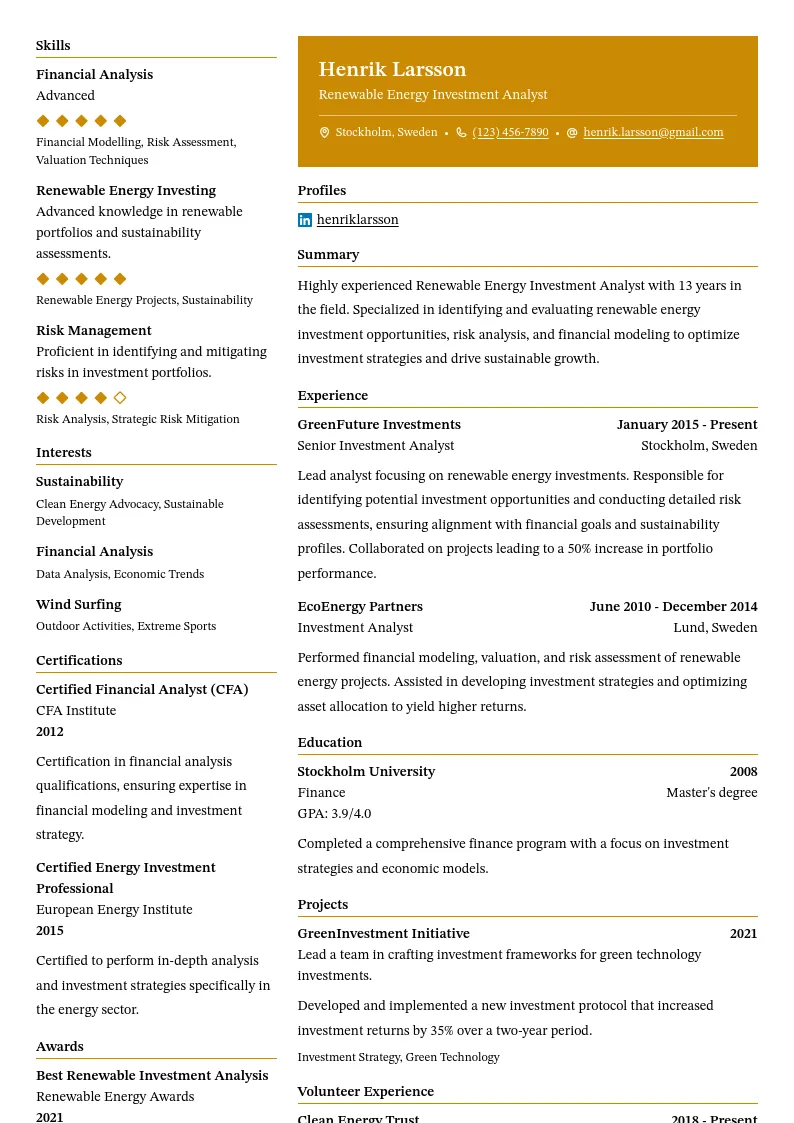Preview of Renewable Energy Investment Analyst