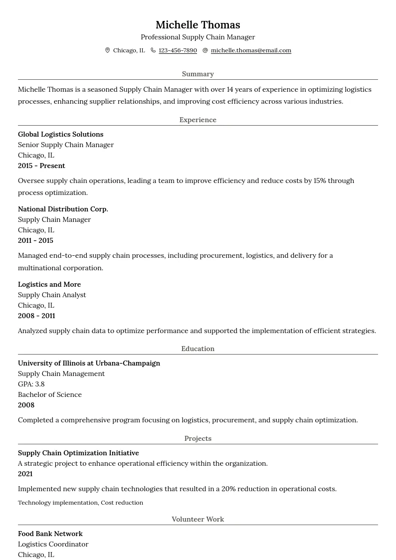 Preview of Professional Supply Chain Manager