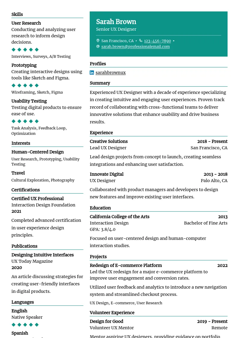 Preview of Senior UX Designer
