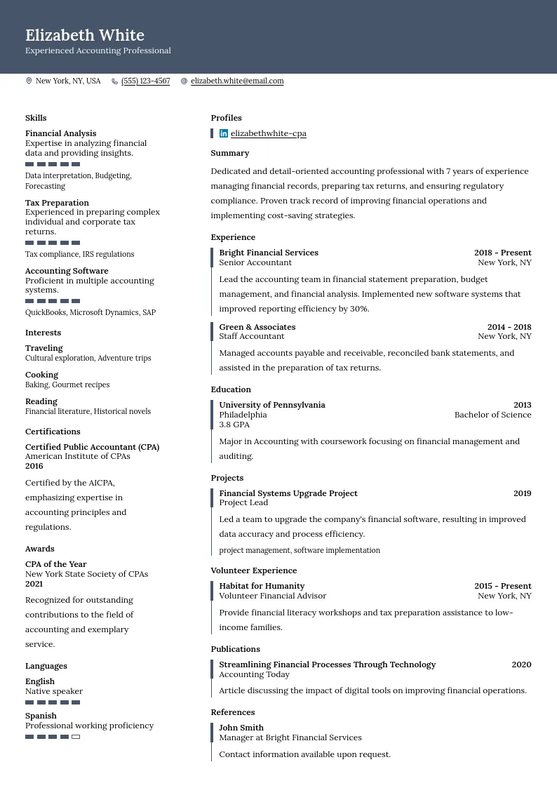 Preview of Experienced Accounting Professional